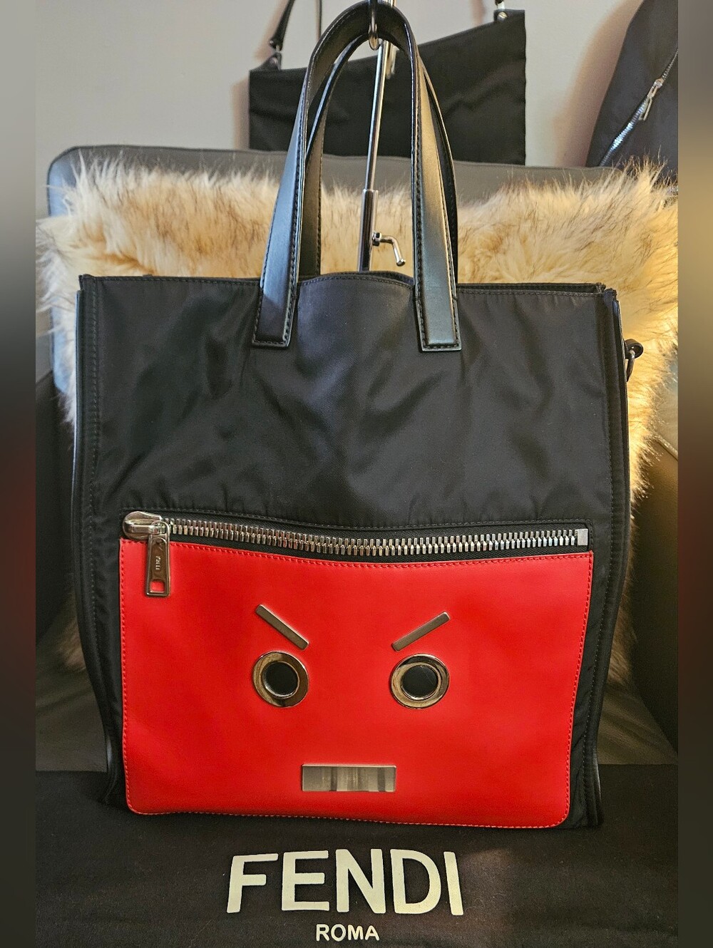 Fendi Faces Nylon Tote Bag